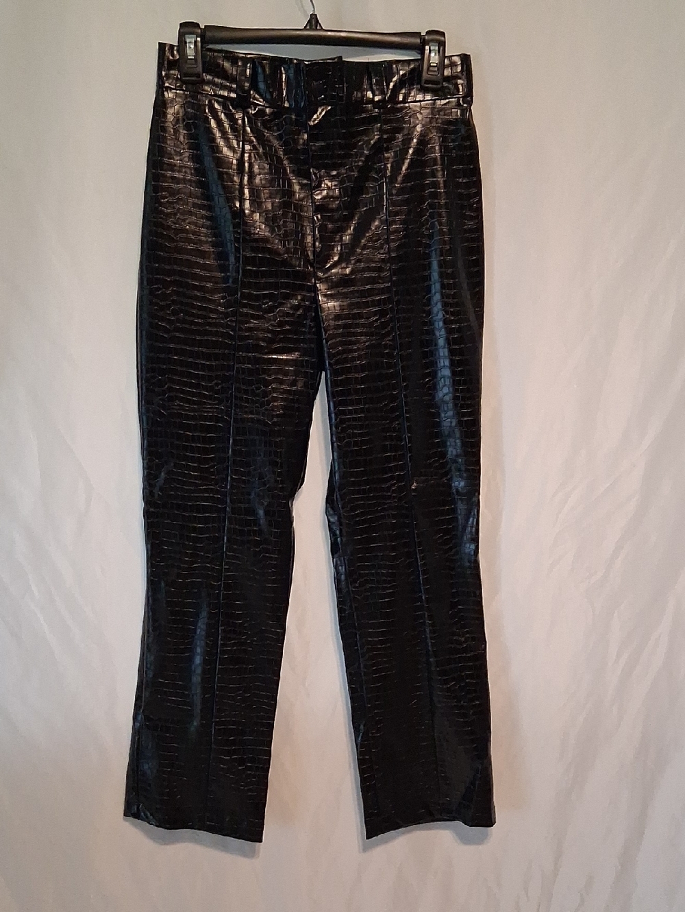 Bardot Black Faux Croc Straight-Leg Pants